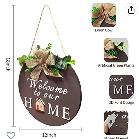Wooden Welcome Sign for Front Door, Interchangeable Home Signs Outdoor - Picture 6 of 9